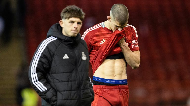 Aberdeen's Slobodan Rubezic at full time on Saturday