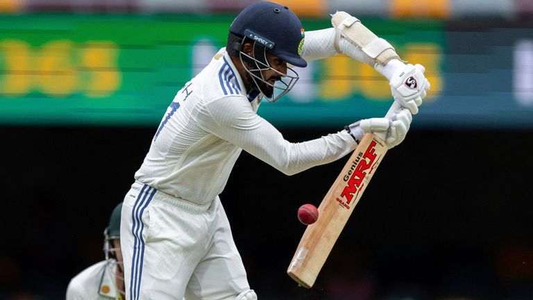 Akash Deep of India at the crease on day four of the third NRMA Insurance Test match of Border Gavaskar trophy between Australia and India at the The Gabba (Icon Sportswire via AP Images)