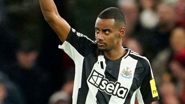 Alexander Isak celebrates after putting Newcastle 1-0 up (AP Photo/Dave Thompson)