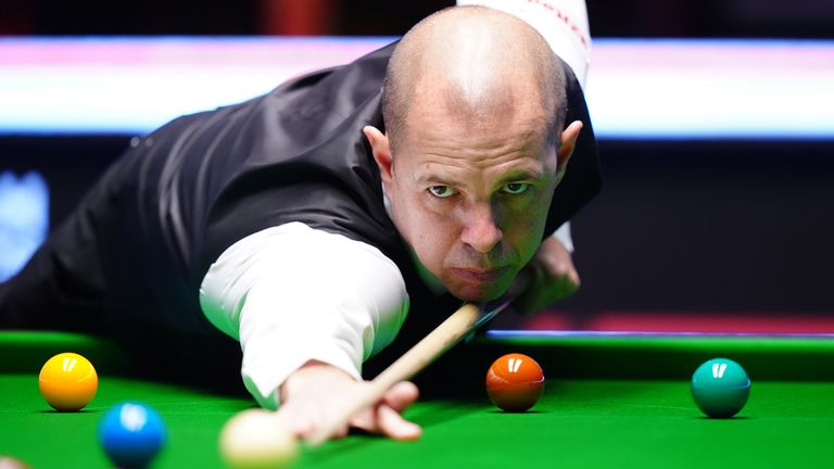 Barry Hawkins during his match with Judd Trump in the final of the UK Championship