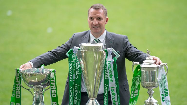 Brendan Rodgers memenangkan dua treble selama periode pertamanya di Celtic