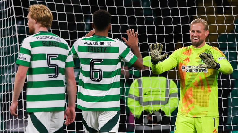 Celtic's Kasper Schmeichel put in a player of the match performance against Hibs