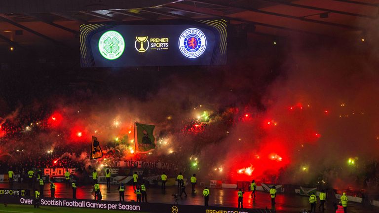 Both sets of fans set off fireworks before the game