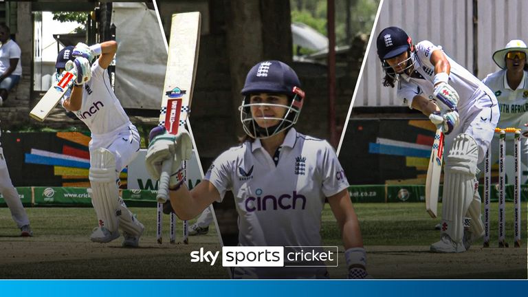 Watch the best shots from Maia Bouchier as she smashes a brilliant fifty on her Test debut.