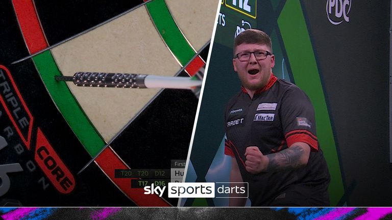 Keane Barry executes two ton plus finishes back-to-back to put pressure on his Belgian opponent Kim Huybrechts in his opening match of the 2025 Darts World Championship.