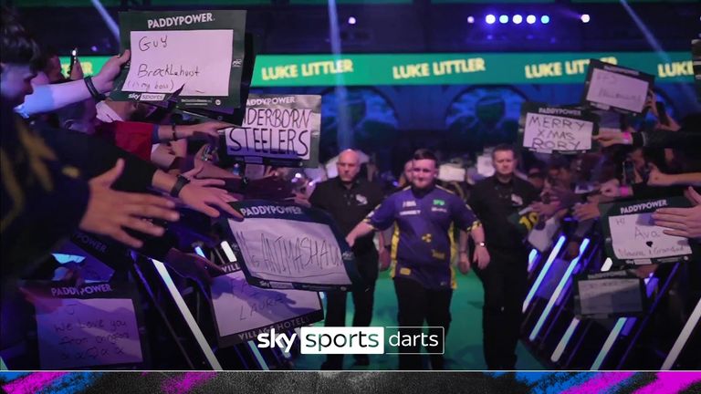 Luke Littler walked onto the stage for the first time at this year's World Darts Championship.