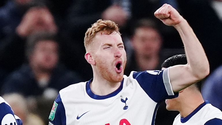 Tottenham Hotspur's Dejan Kulusevski celebrates making it 2-0 vs Man Utd