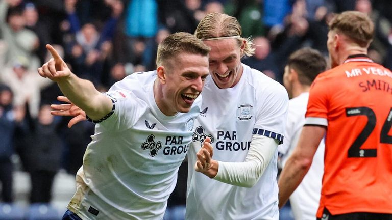 Emil Riis Jakobsen after scoring for Preston against Sheffield Wednesday