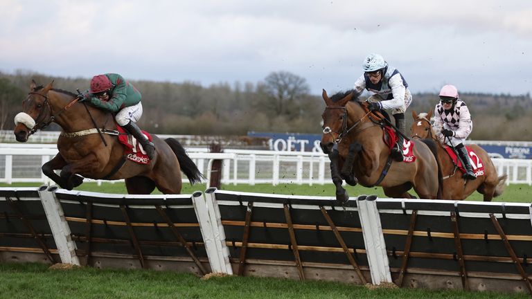 Fiercely Proud (left) held on to beat Kabral Du Mathan in a thrilling renewal of the Ladbrokes Handicap Hurdle at Ascot