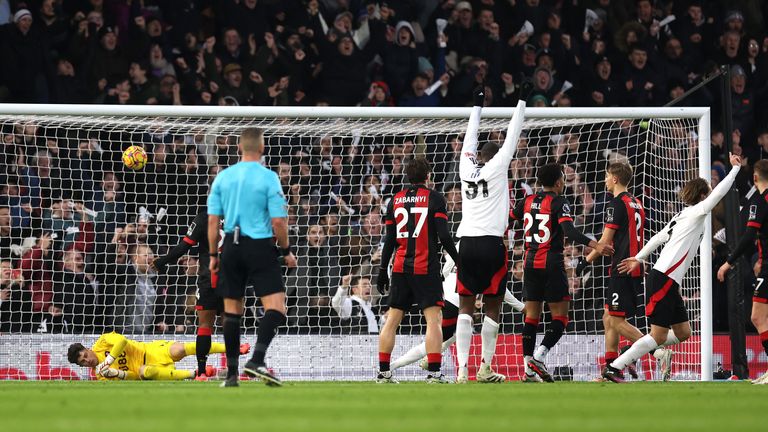 Raul Jimenez glances his header into the bottom corner