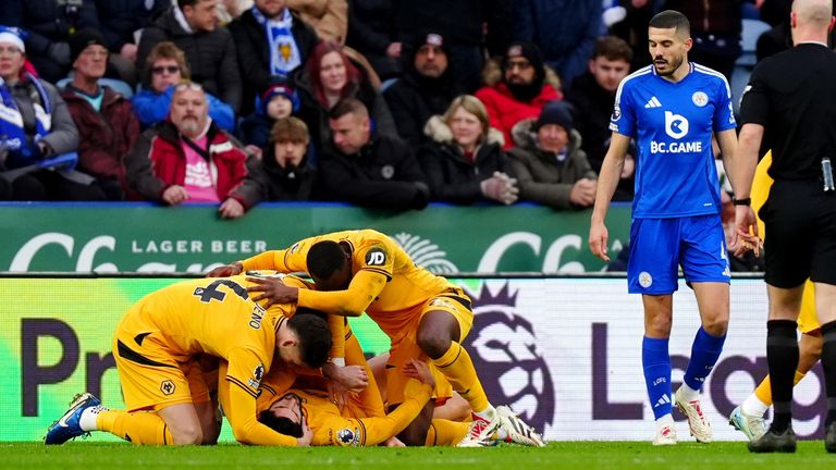 Wolves' Goncalo Guedes celebrates scoring their opener