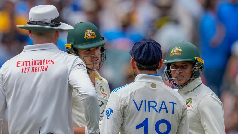 India's Virat Kohli got into a heated conversation with Australia's Sam Konstas in the 10th over of day one
