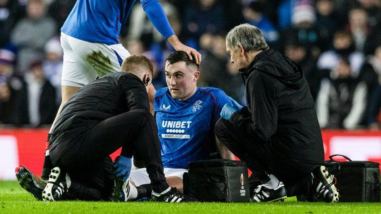 John Souttar was sent off in the first half at Ibrox