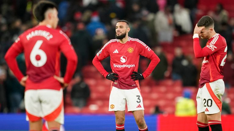 Manchester United players look dejected after getting beat by Bournemouth