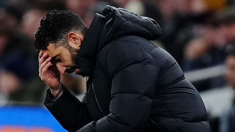 Manchester United manager Ruben Amorim on the touchline at Tottenham