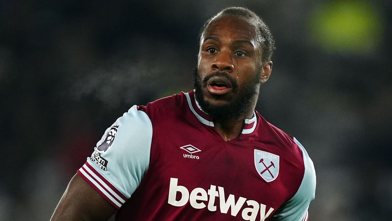 West Ham United's Michail Antonio during the Premier League against Leicester City on Tuesday