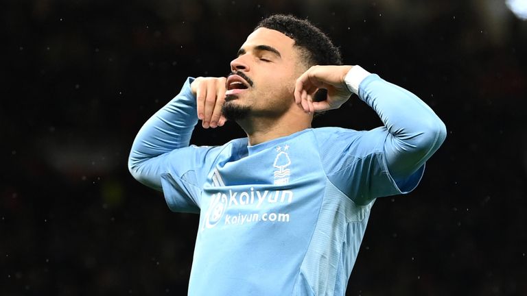 Morgan Gibbs-White of Nottingham Forest celebrates scoring his team's second goal