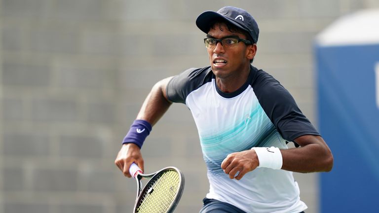 Nishesh Basavareddy during a junior boys' singles match at the 2023 US Open, Tuesday, Sep. 5, 2023 in Flushing, NY. (Manuela Davies/USTA via AP)