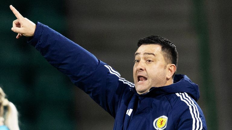 EDINBURGH , SCOTLAND - NOVEMBER 29:  Scotland Head Coach Pedro Mart..nez Losa during a UEFA Women's European Championship Qualifiers play-off match between Scotland and Finland at Easter Road, on November 29, 2024, in Edinburgh, Scotland.  (Photo by Ross Parker / SNS Group)