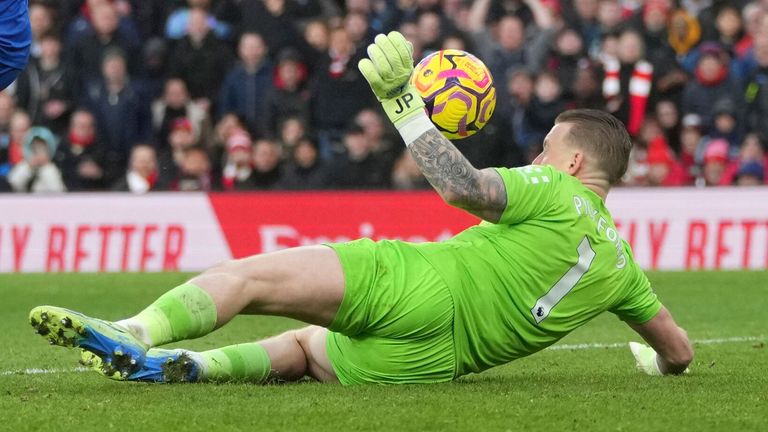 Jordan Pickford makes a reflex save to deny Arsenal