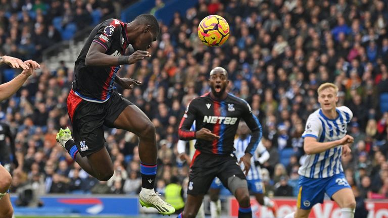 Ismaila Sarr heads Crystal Palace into a 2-0 lead at Brighton