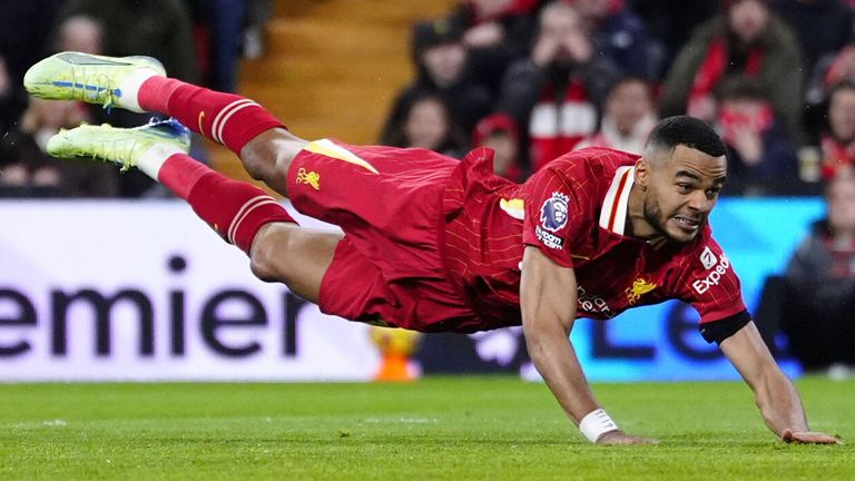 Cody Gakpo stoops to score Liverpool's equaliser against Fulham