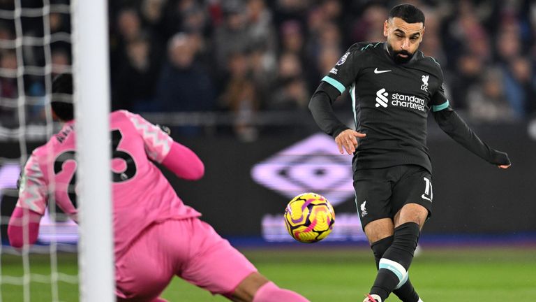 Mohamed Salah is denied by Alphonse Areola's reflex save