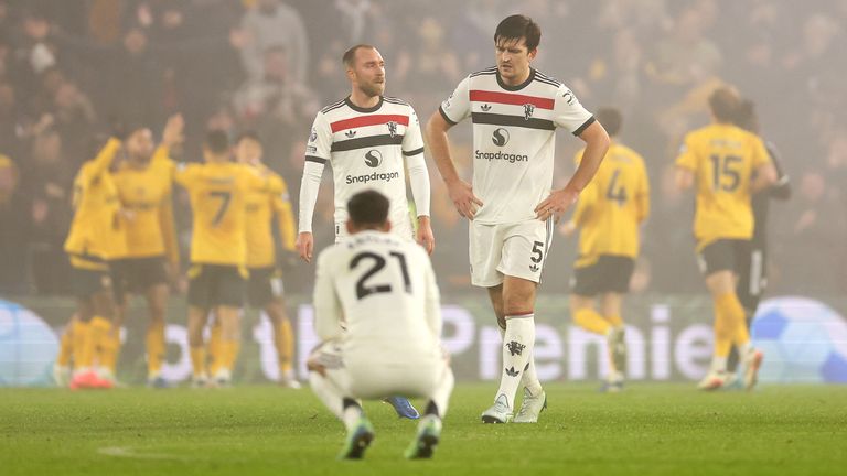 Harry Maguire show shis frustration as Wolves celebrate doubling their lead through Hwang Hee-Chan