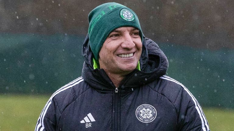 GLASGOW, SCOTLAND - DECEMBER 20: Celtic Manager Brendan Rodgers during a Celtic training session at Lennoxtown Training Centre, on December 20, 2024, in Glasgow, Scotland.   (Photo by Craig Williamson / SNS Group)