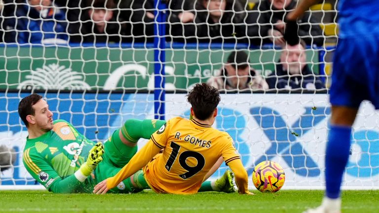 Wolves' Rodrigo Gomes scores their side's second goal of the game