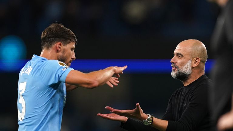 Pep Guardiola has confirmed Ruben Dias will be sidelined for up to four weeks with an injury