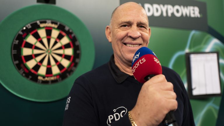 Referee Russ Bray poses for photos on day six of the Paddy Power World Darts Championship at Alexandra Palace, London. Picture date: Wednesday December 20, 2023.