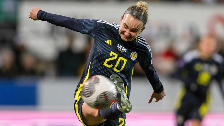 Scotland's Martha Thomas in action during a UEFA Women's Euro 2025 Playoff second leg match between Finland and Scotland at the Bolt Arena, on December 03, 2024, in Helsinki, Finland. (Photo by Jussi Eskola / SNS Group)