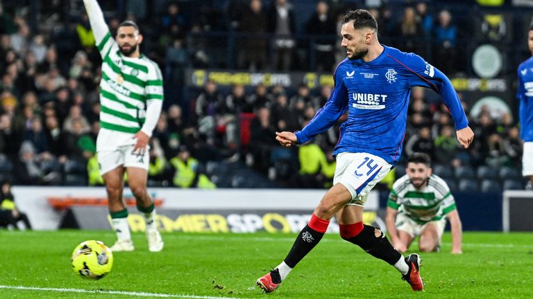 Nadim Bajermi gives Rangers the lead in the Scottish League Cup final