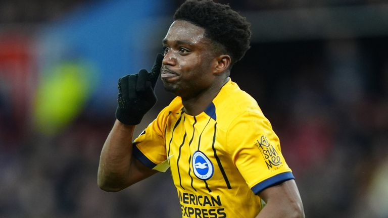 Brighton's Tariq Lamptey celebrates scoring their side's second goal of the game