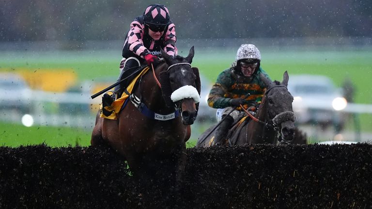 Trelawne ridden by jockey Tom Bellamy close to winning the Betfair Exchange Graduation Chase at Haydock