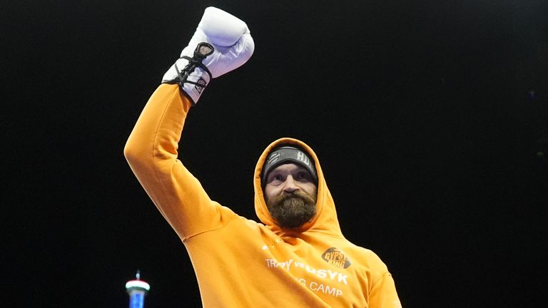 Tyson Fury during an open workout in Riyadh