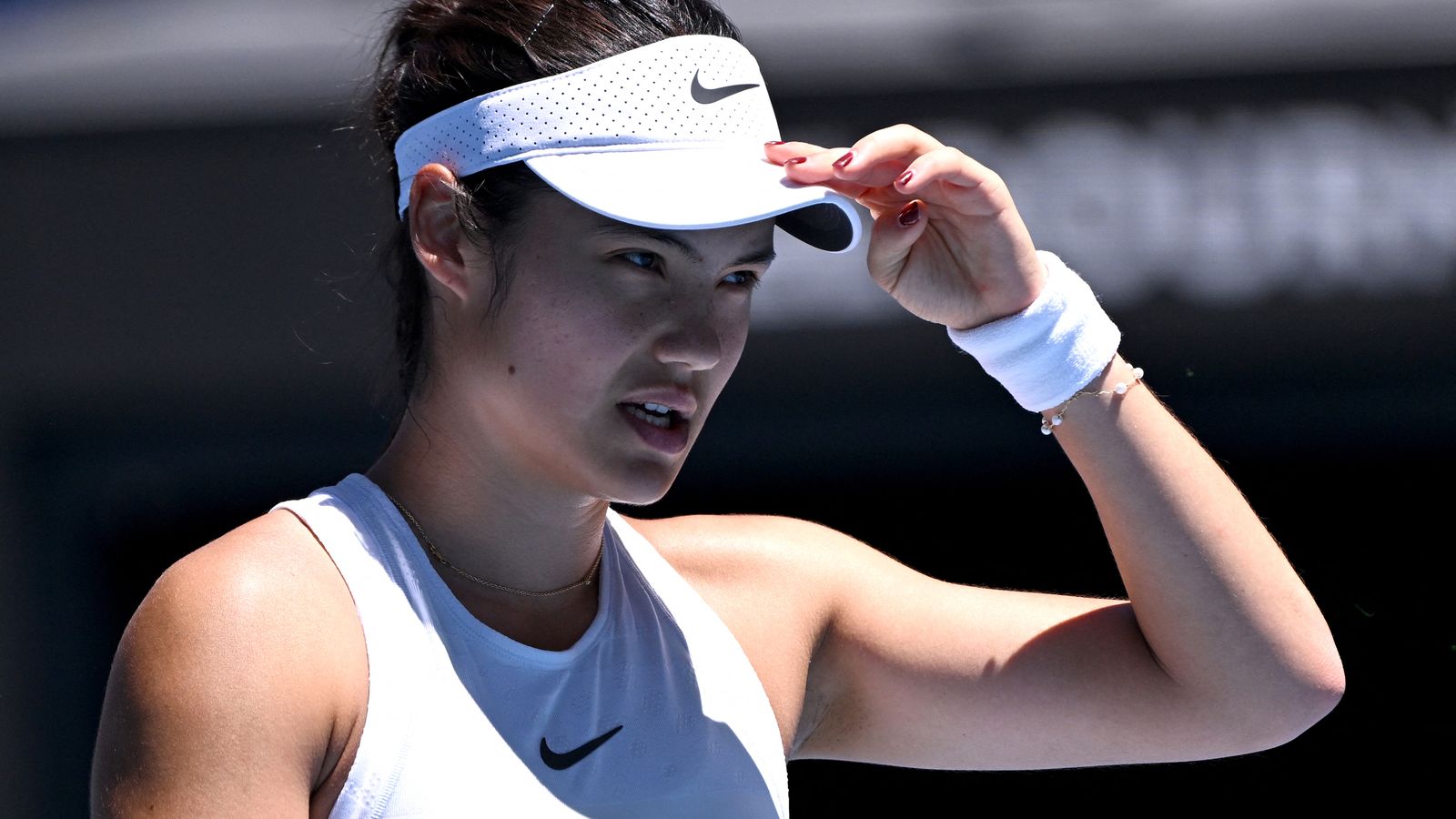 Emma Raducanu in tears during straight-sets defeat to Karolina Muchova at Dubai Duty Free Tennis Championships