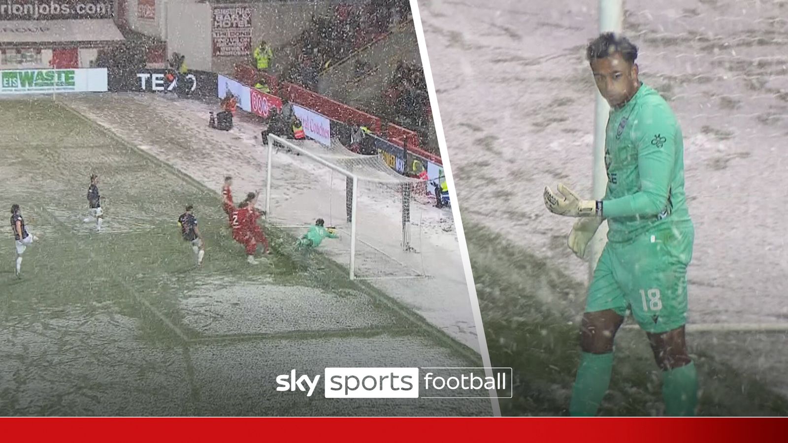 Ross County goalkeeper Jordan Amissah makes blunder in the snow against