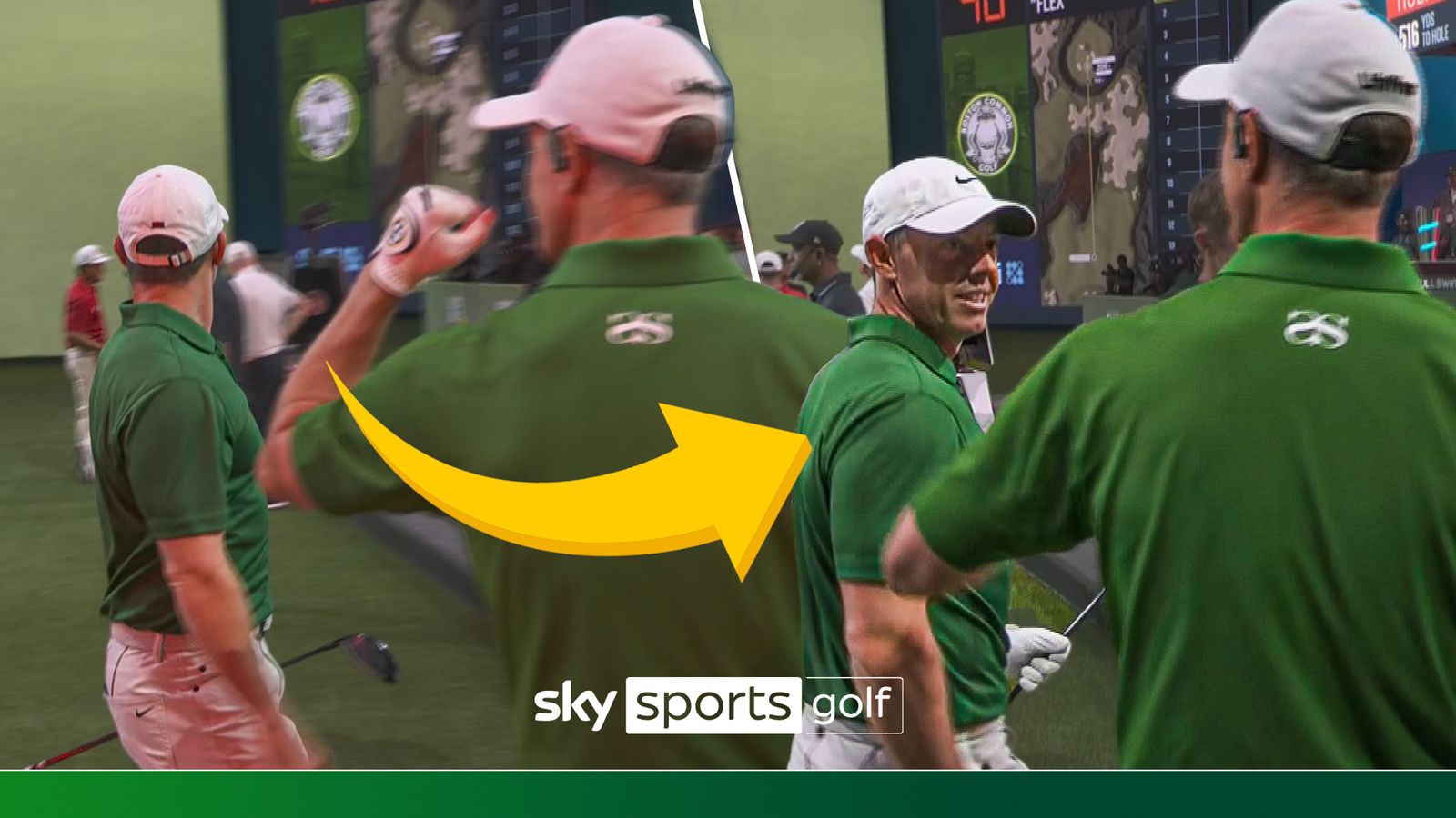 Awkward...Rory McIlroy misses Adam Scott's fist pump attempt at TGL!