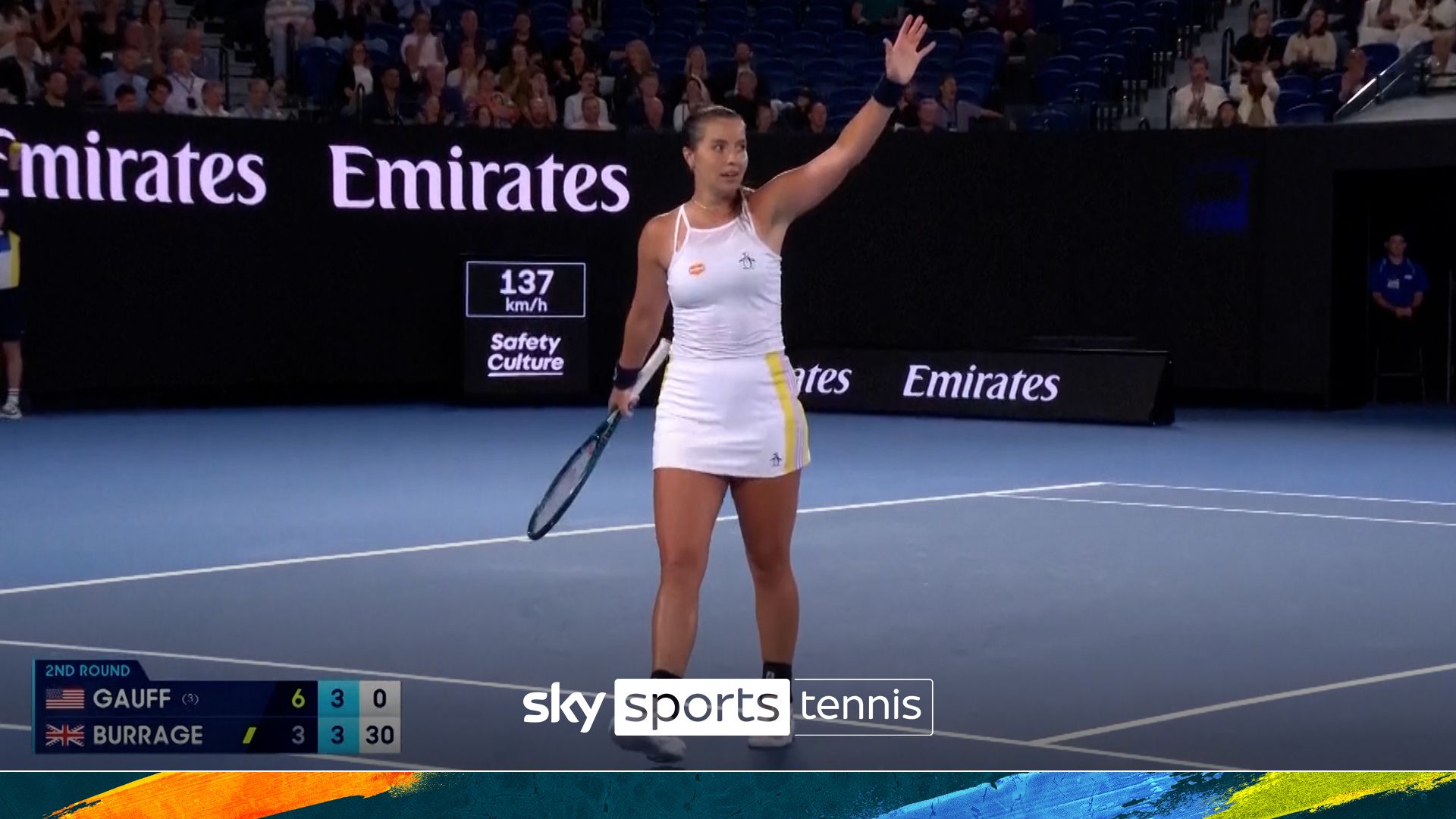 Mesmerising rally! Brit Burrage wins hard-fought point against Gauff