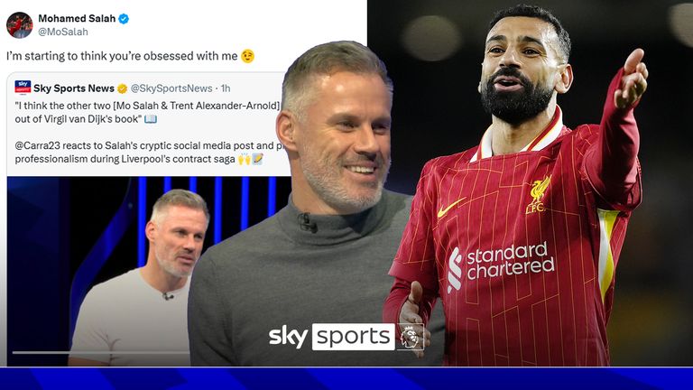 Penyerang Liverpool Mohamed Salah menanggapi melalui X terhadap komentar Jamie Carragher yang dibuat pada Monday Night Football mengenai situasi kontraknya dan mantan bek Liverpool itu membalas kembali ke pemain Mesir itu. 