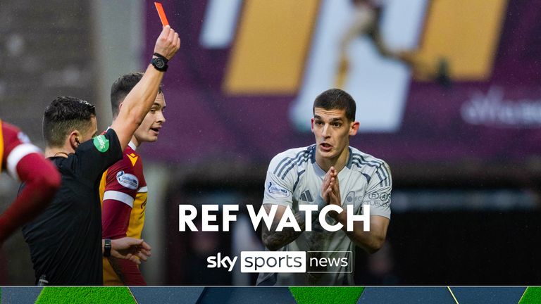 Aberdeen's Slobodan Rubezic was sent off at Motherwell 