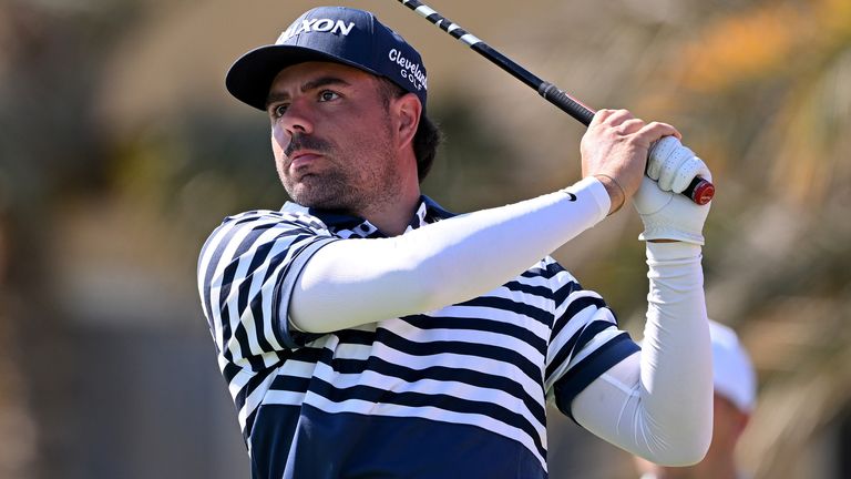 Alejandro del Rey on the par-five third hole during the third round of the Ras Al Khaimah Championship