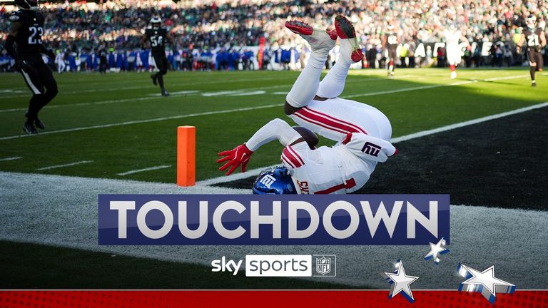 New York's Malik Nabers somehow managed to avoid being bumped into touch as he scored a superb 45-yard touchdown.