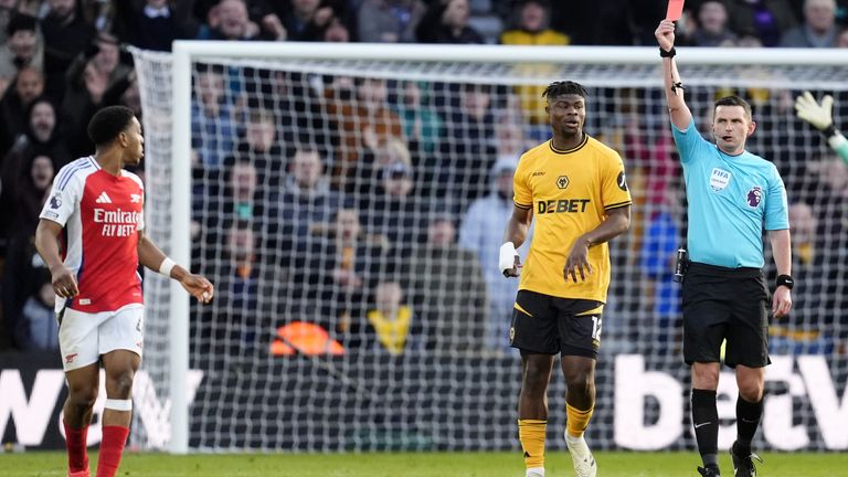 Michael Oliver brandished the red card