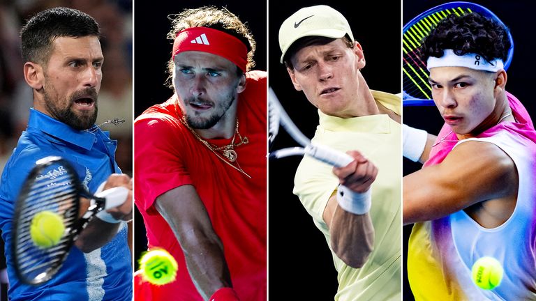 Novak Djokovic, Alexander Zverev, Jannik Sinner and Ben Sheton ((AP Photo/Ng Han Guan, Jason Heidrich/Icon Sportswire via AP Images)