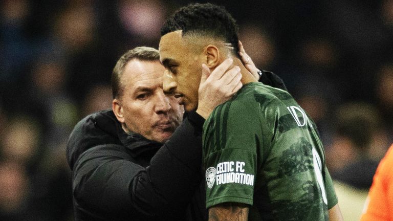 Birmingham, England - January 29: The Celtic Brendan Rodgers and Adam's match during a match in the Champions League 2024/25 in the MD8 match between Aston Villa and Seltik in Villa Park, on January 29, 2025, in Birmingham, England. (Photo by the Craig Foy Group / SNS)