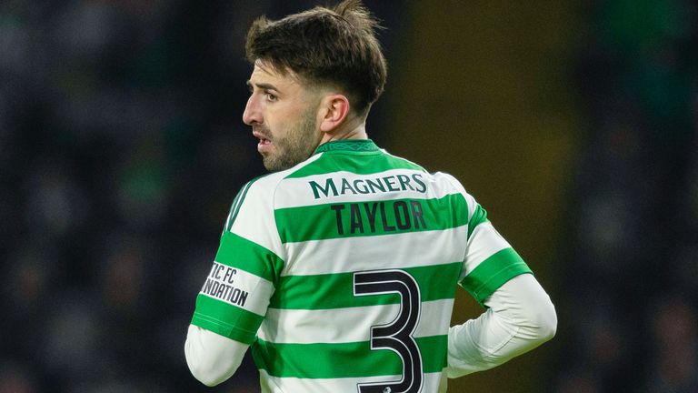 GLASGOW, SCOTLAND - JANUARY 08: Celtic player Greg Taylor during the William Hill Premier League match between Celtic and Dundee United at Celtic Park, on January 08, 2025, in Glasgow, Scotland. (Photo by Craig Foy/SNS Collection)