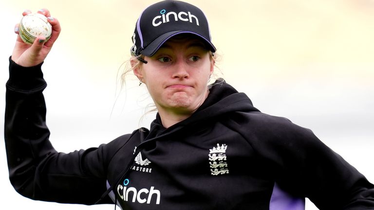 England's Charlie Dean during a nets session at The Cloud County Ground, Chelmsford. Picture date: Tuesday May 28, 2024.